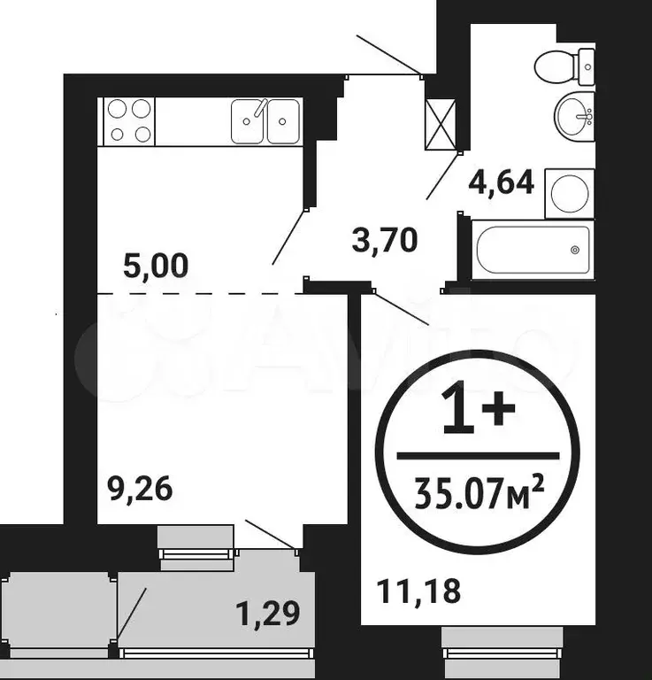 1-к. квартира, 35,1 м, 2/8 эт. - Фото 0