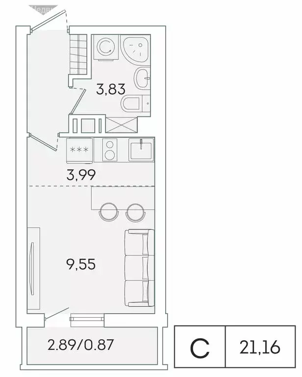 Квартира-студия: Мурино, Графская улица, 6к1 (20.3 м) - Фото 0