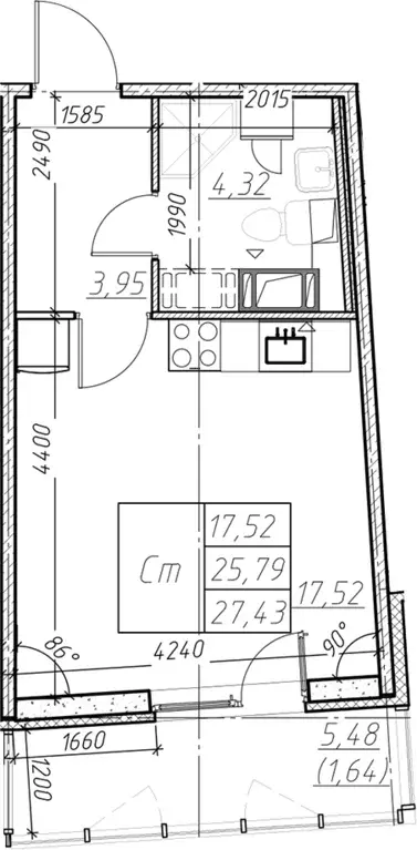 Продаётся квартира-студия, 27.43 м - Фото 1