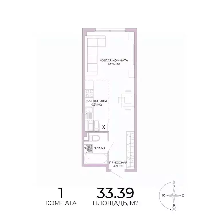 1-к кв. Пензенская область, Пенза Побочинская ул., с18 (33.39 м) - Фото 1
