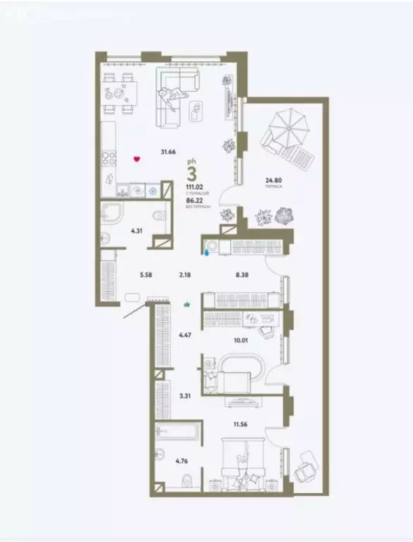 3-комнатная квартира: Москва, улица Мустая Карима, 12 (111 м) - Фото 1