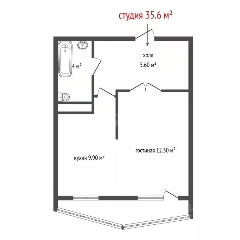 Студия Свердловская область, Екатеринбург ул. Комсомольская, 76 (35.6 ... - Фото 2