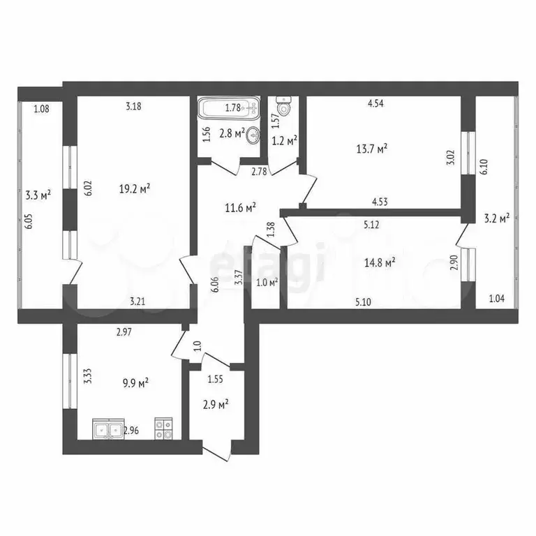 3-к. квартира, 77,1 м, 5/5 эт. - Фото 1