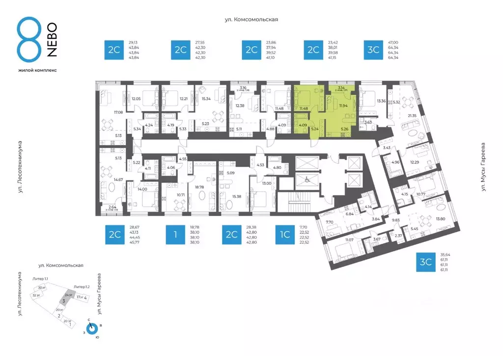 2-к кв. Башкортостан, Уфа Глумилино-1 мкр, 8-е Небо жилой комплекс ... - Фото 2