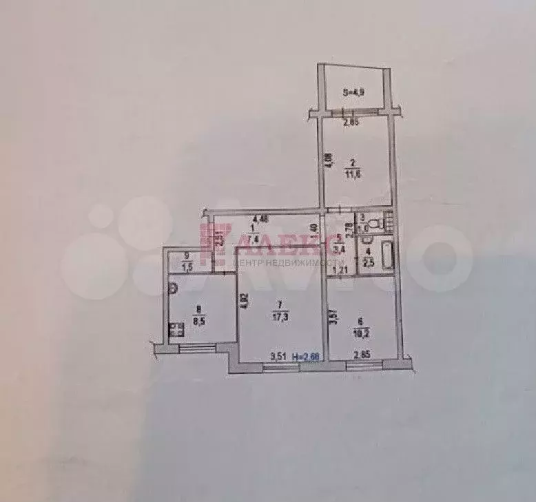 3-к. квартира, 64 м, 10/10 эт. - Фото 0