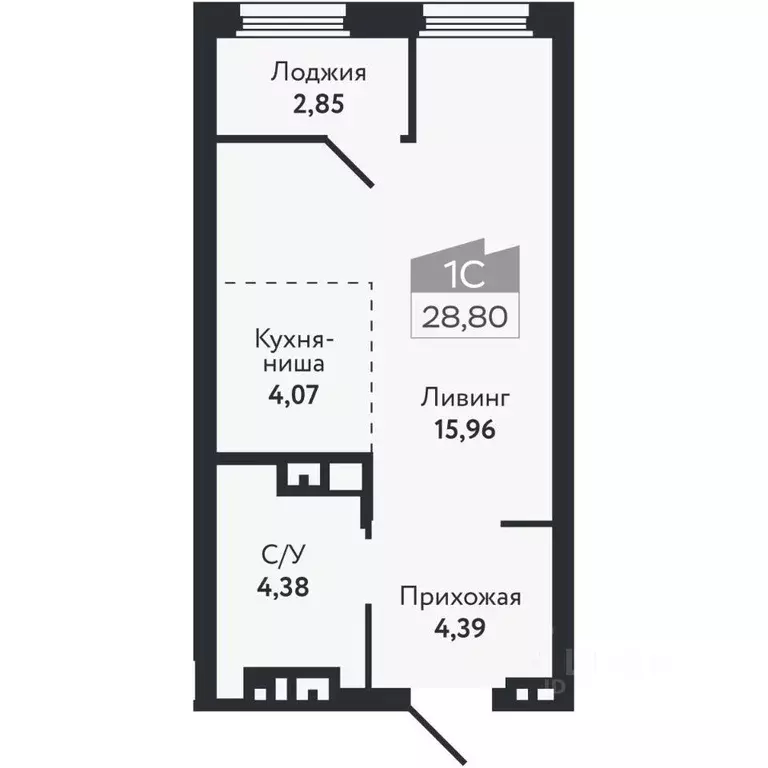 Студия Томская область, Томск Черемошники мкр, ул. Бердская, 14/3 ... - Фото 2