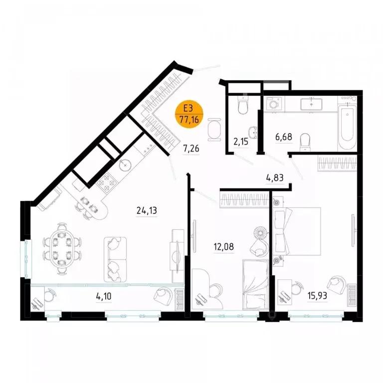 2-к кв. Рязанская область, Рязань ул. Земнухова, 3 (77.16 м) - Фото 2