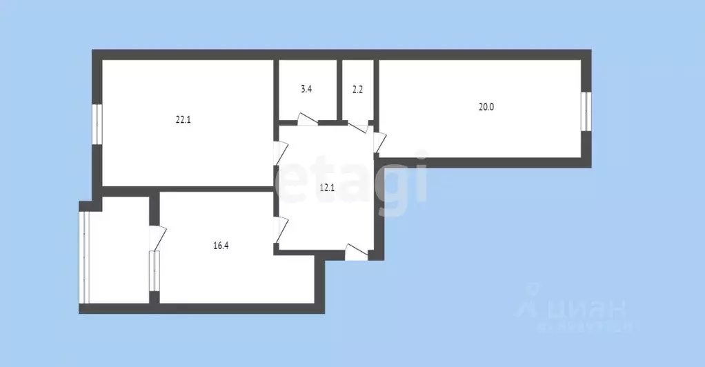 2-к кв. Карачаево-Черкесия, Черкесск ул. Космонавтов, 43Бк1 (76.2 м) - Фото 1
