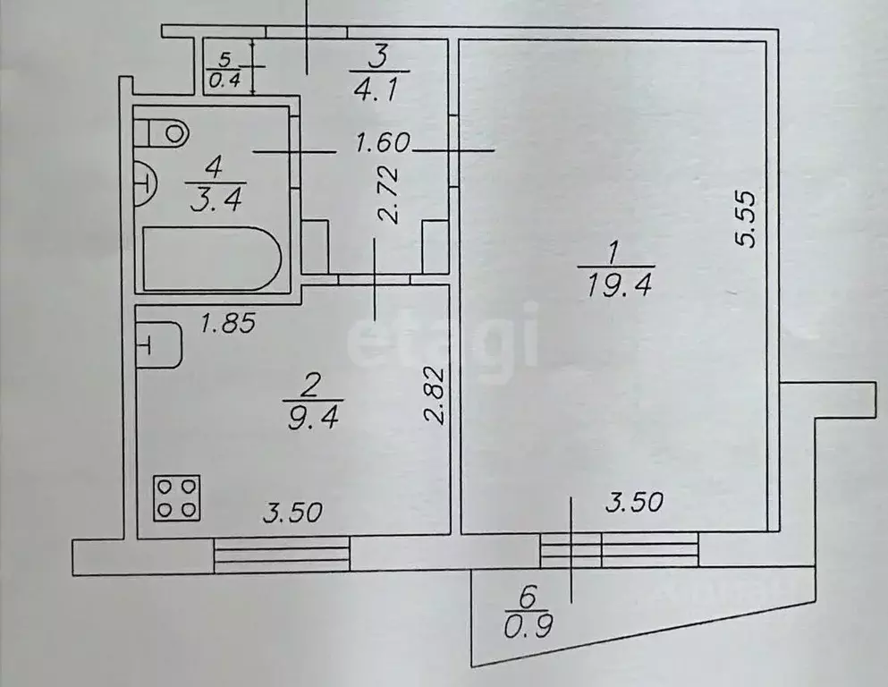 1-к кв. Татарстан, Казань ул. Адоратского, 35 (36.7 м) - Фото 2