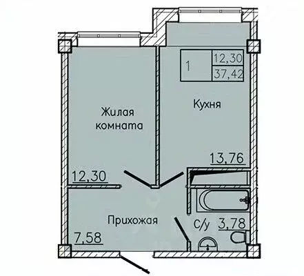 1-к кв. Ставропольский край, Пятигорск ул. Ермолова, 28А (37.42 м) - Фото 1