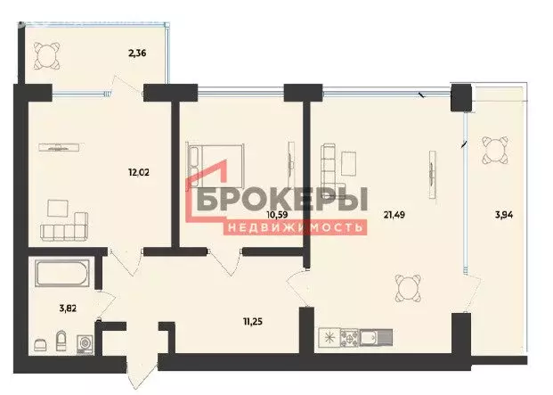 2-комнатная квартира: Севастополь, ул. Парковая, 13 (65.3 м) - Фото 1