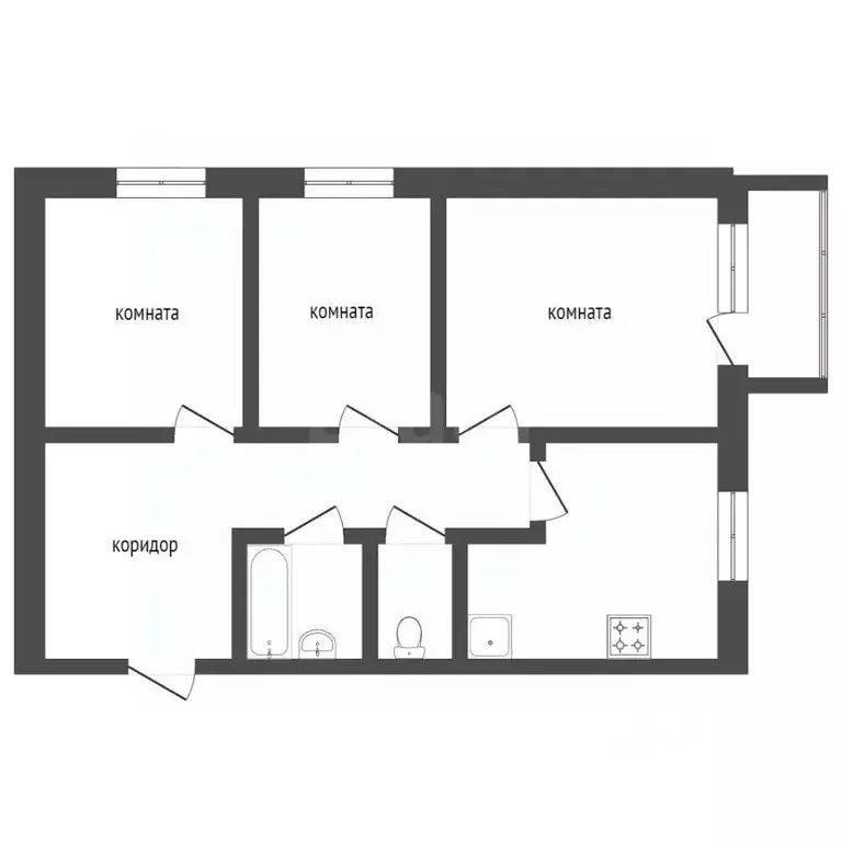 3-к кв. Омская область, Омск ул. Звездова, 127 (63.0 м) - Фото 2