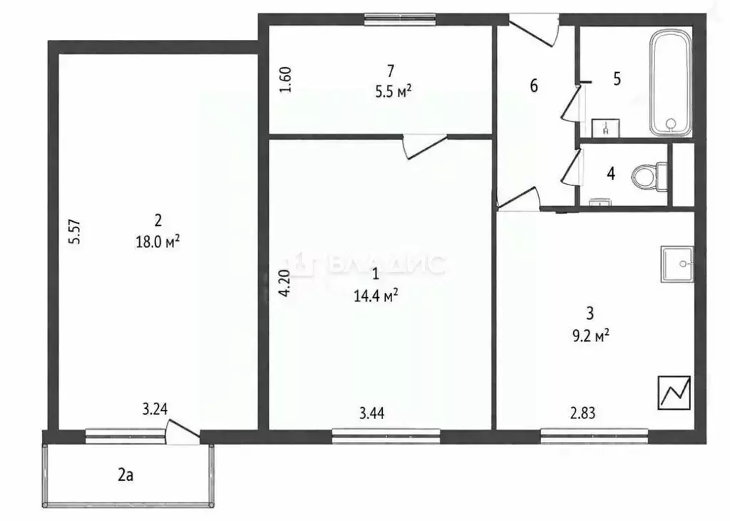 2-к кв. Москва Мичуринский просп., 25К1 (54.3 м) - Фото 2