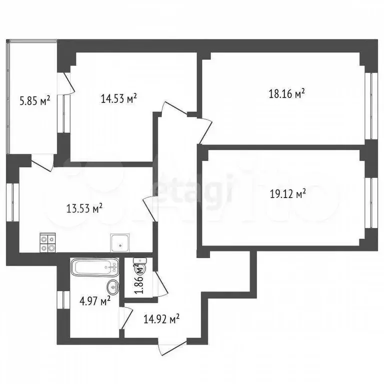 Доля в 3-к. квартире, 87,2 м, 4/9 эт. - Фото 0