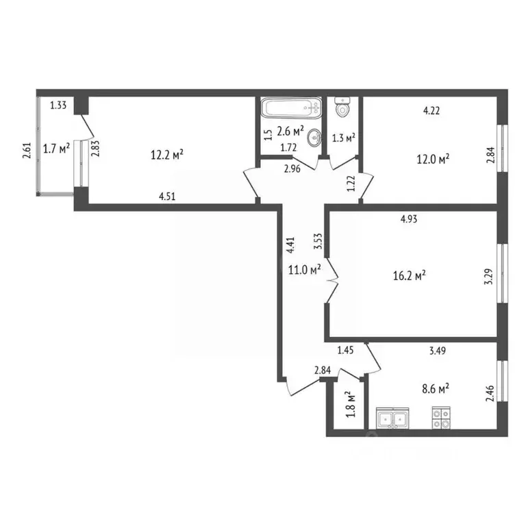 3-к кв. Башкортостан, Стерлитамак ул. Артема, 21Б (68.0 м) - Фото 2