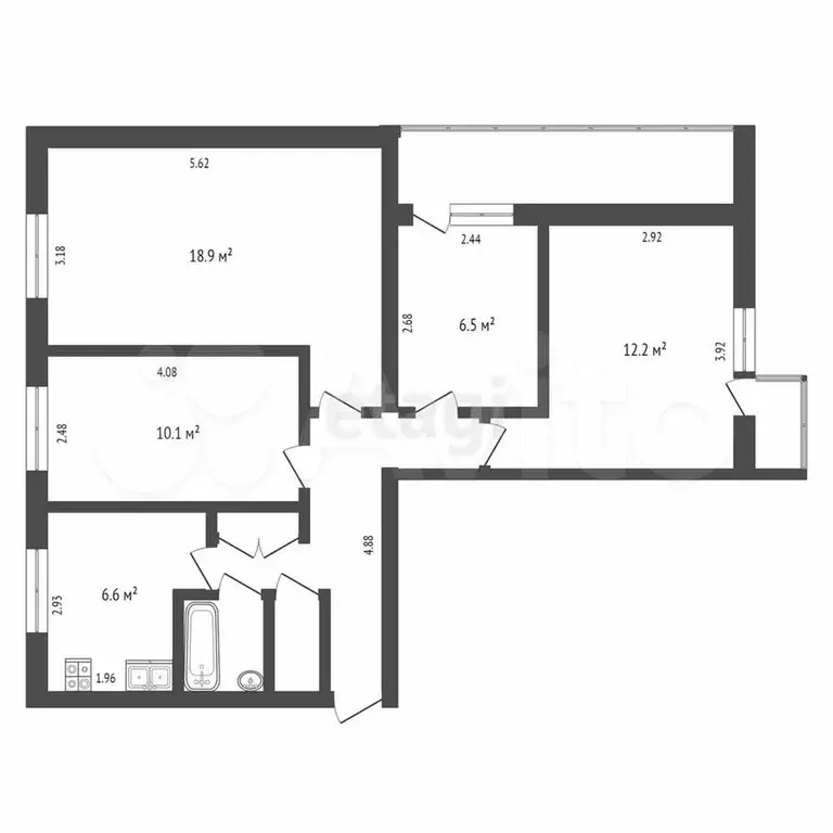 3-к. квартира, 68,5 м, 5/9 эт. - Фото 0