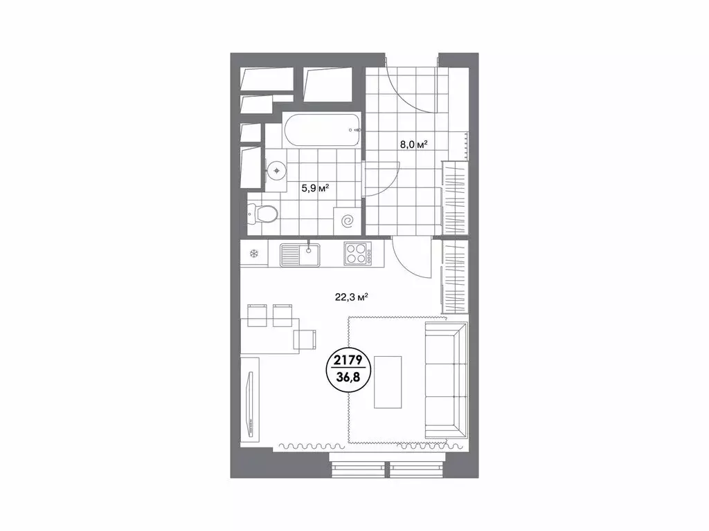 Квартира-студия: Москва, улица Василисы Кожиной, 13 (36.8 м) - Фото 1
