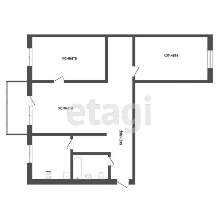 3-к кв. Костромская область, Кострома Привокзальная ул., 3 (54.4 м) - Фото 2
