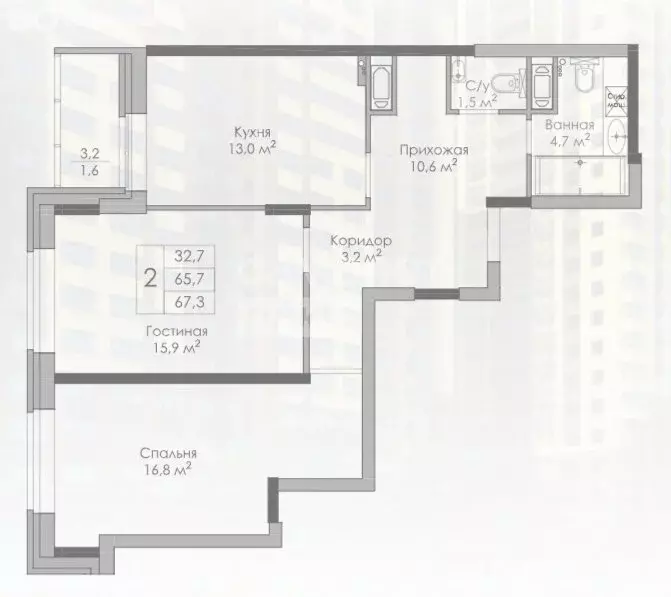 2-комнатная квартира: Липецк, Московская улица, 159к2 (67.3 м) - Фото 0