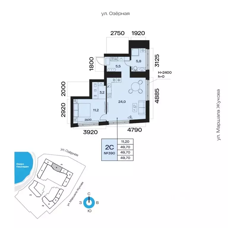 2-к кв. Башкортостан, Уфа Сипайлово жилрайон, Атлантис жилой комплекс ... - Фото 1