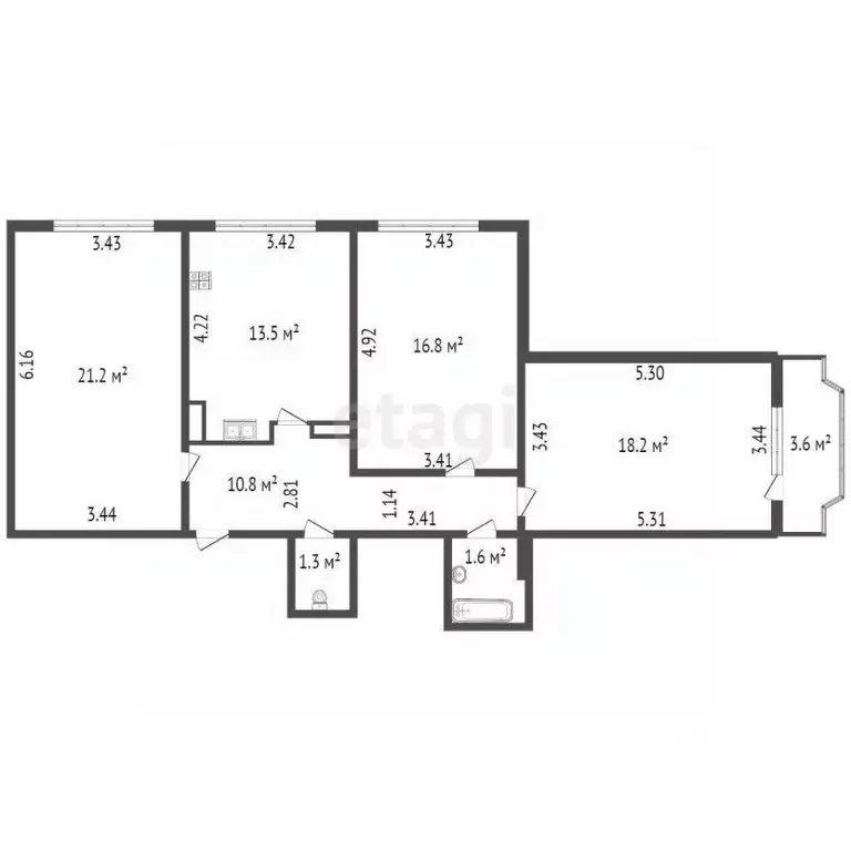 3-к кв. Санкт-Петербург ул. Савушкина, 115К4 (85.3 м) - Фото 1