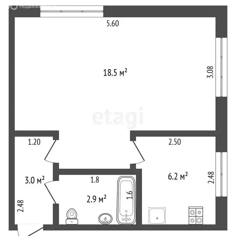 1-комнатная квартира: Саранск, проспект 60 лет Октября, 3 (30.6 м) - Фото 1
