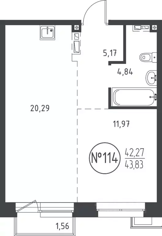 1-к кв. Иркутская область, Иркутск ул. Эдуара Дьяконова, 10 (43.59 м) - Фото 0