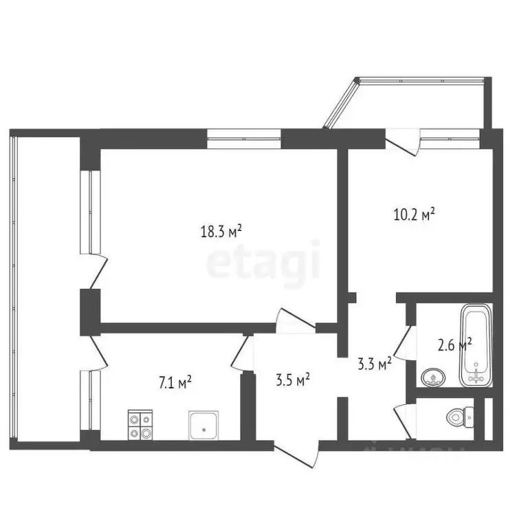 2-к кв. Севастополь просп. Генерала Острякова, 63 (51.4 м) - Фото 1