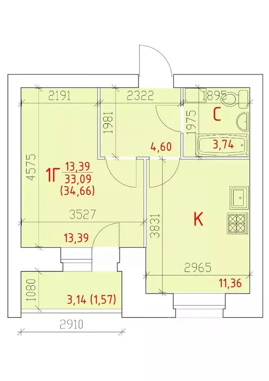 1-к кв. Вологодская область, Череповец 108-й мкр,  (34.66 м) - Фото 0