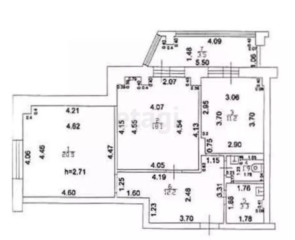 2-к кв. Татарстан, Казань ул. Аделя Кутуя, 110Б (68.4 м) - Фото 2