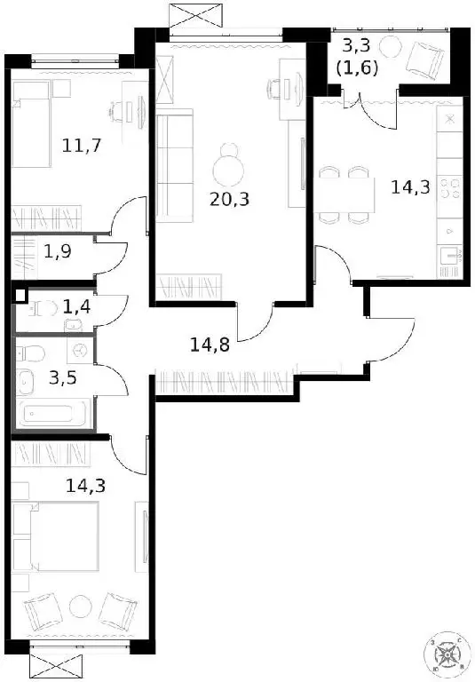 Продается 3-комнатная квартира - Фото 1