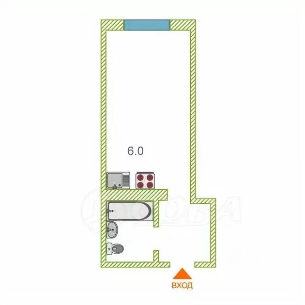 Студия Тюменская область, Тюмень ул. Василия Подшибякина, 21 (22.5 м) - Фото 2