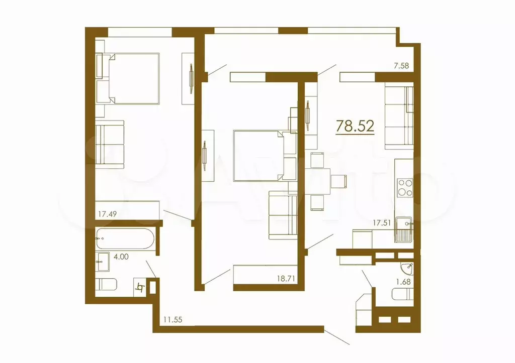 2-к. квартира, 78,5 м, 13/13 эт. - Фото 1