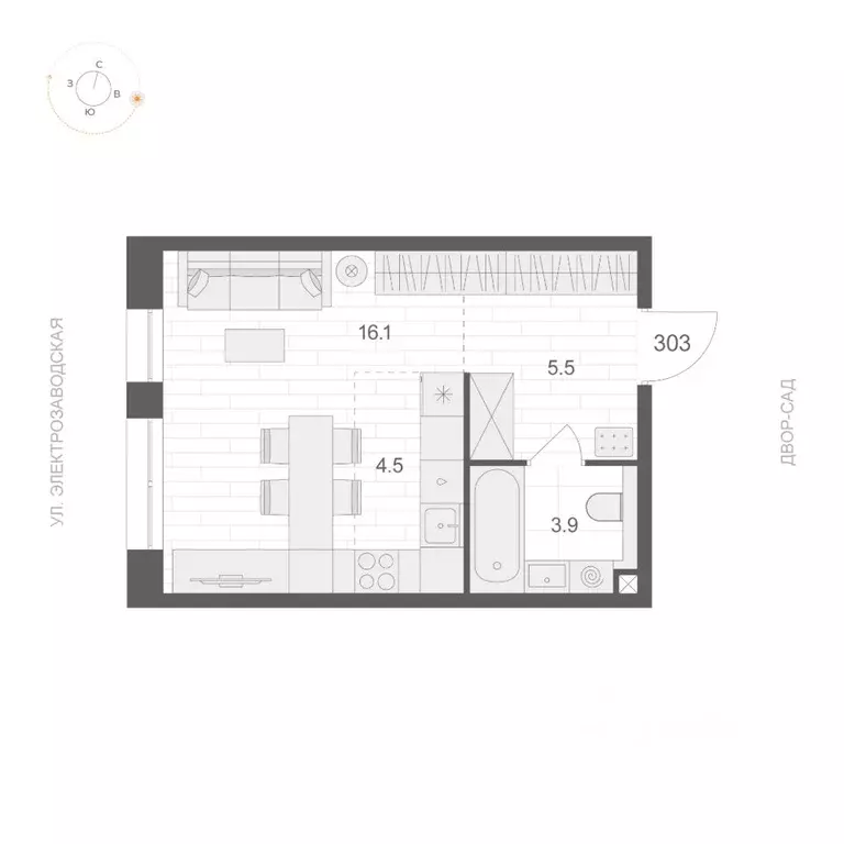 Студия Москва Электрозаводская ул., 60 (30.0 м) - Фото 0