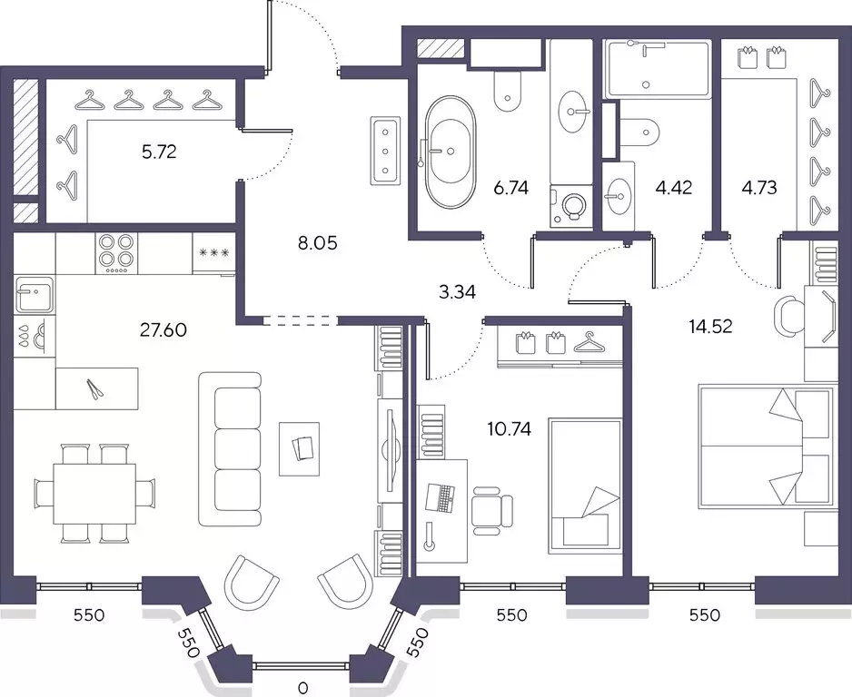 2-комнатная квартира: Санкт-Петербург, 20-я линия Васильевского ... - Фото 1