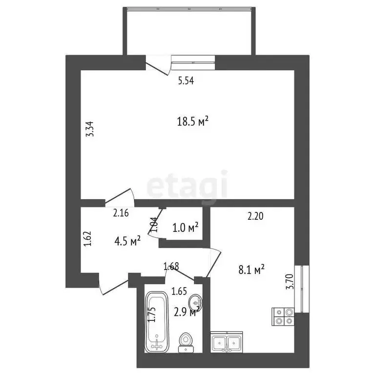 1-комнатная квартира: Прохладный, Строительная улица, 8 (35.2 м) - Фото 1