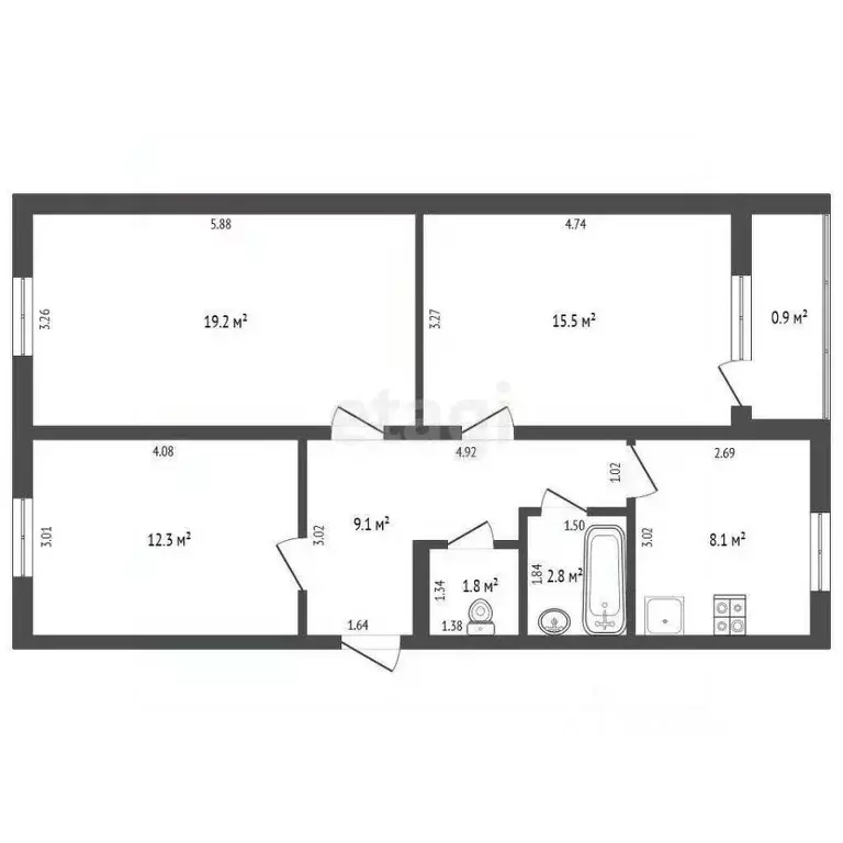 3-к кв. Ямало-Ненецкий АО, Новый Уренгой Тундровая ул., 8 (68.8 м) - Фото 2