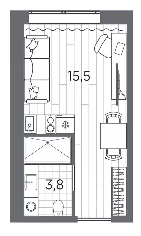 Студия Санкт-Петербург просп. Стачек, 62Е (19.3 м) - Фото 0