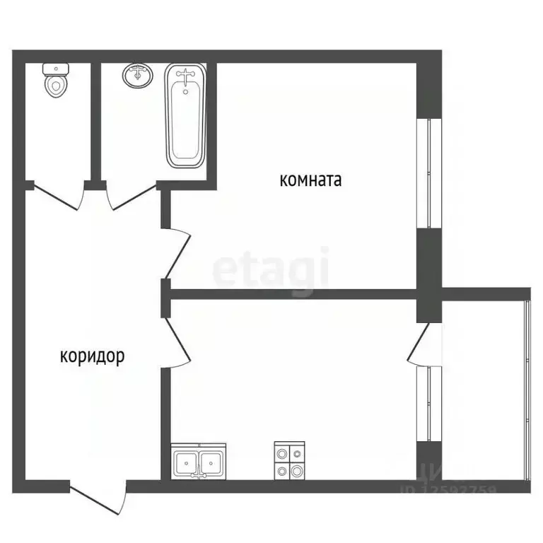 1-к кв. Тамбовская область, Тамбов ул. Чичерина, 34Б (32.0 м) - Фото 1