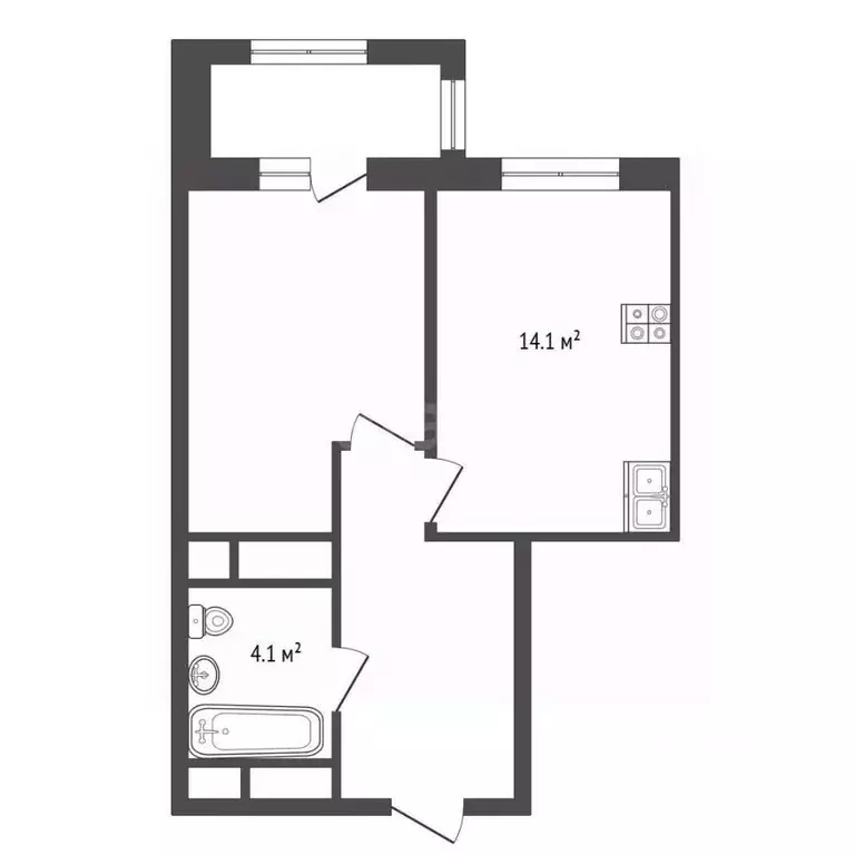 1-к кв. Крым, Симферополь ул. Киевская (41.9 м) - Фото 1