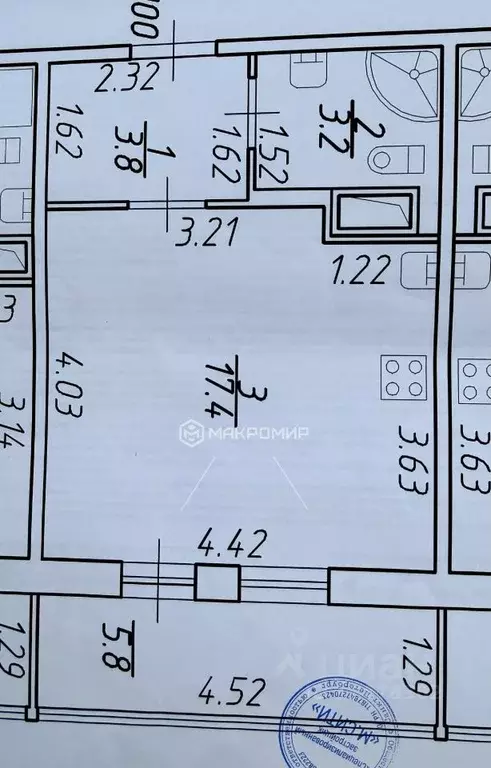 Студия Санкт-Петербург просп. Авиаконструкторов, 61 (27.0 м) - Фото 2