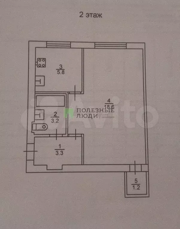 1-к. квартира, 32,1 м, 2/5 эт. - Фото 0
