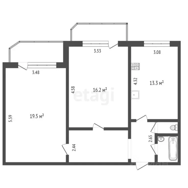 2-к кв. Тюменская область, Тюмень Восточный мкр, ул. Моторостроителей, ... - Фото 1