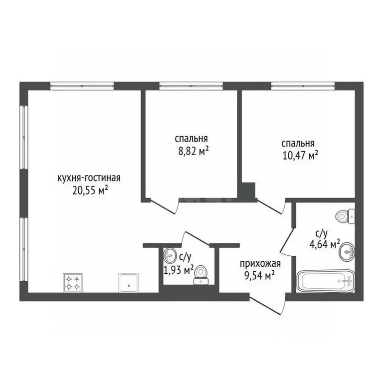 3-к кв. Башкортостан, Уфа ул. Художника Позднова, 13 (55.3 м) - Фото 2