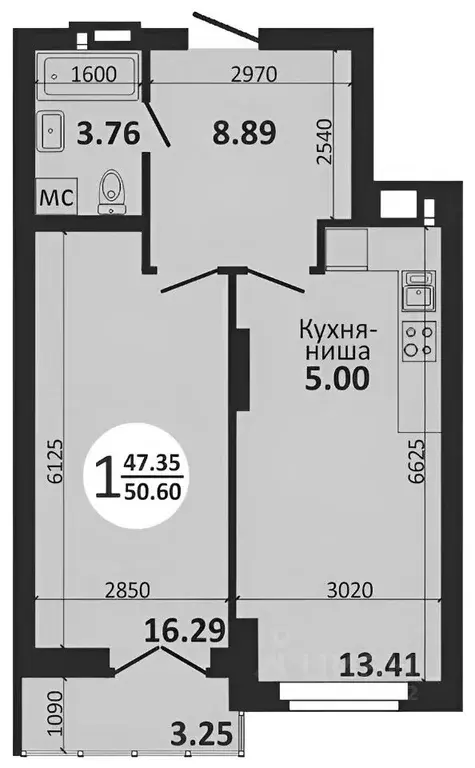 1-к кв. Самарская область, Самара Московское шоссе, 18-й км, 39 (49.3 ... - Фото 2