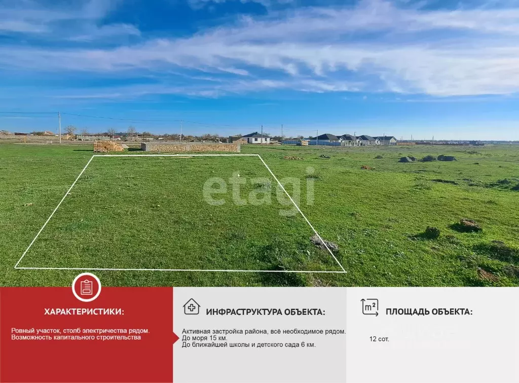 Участок в Крым, Сакский район, Суворовское с/пос, с. Великое, Фортуна ... - Фото 1