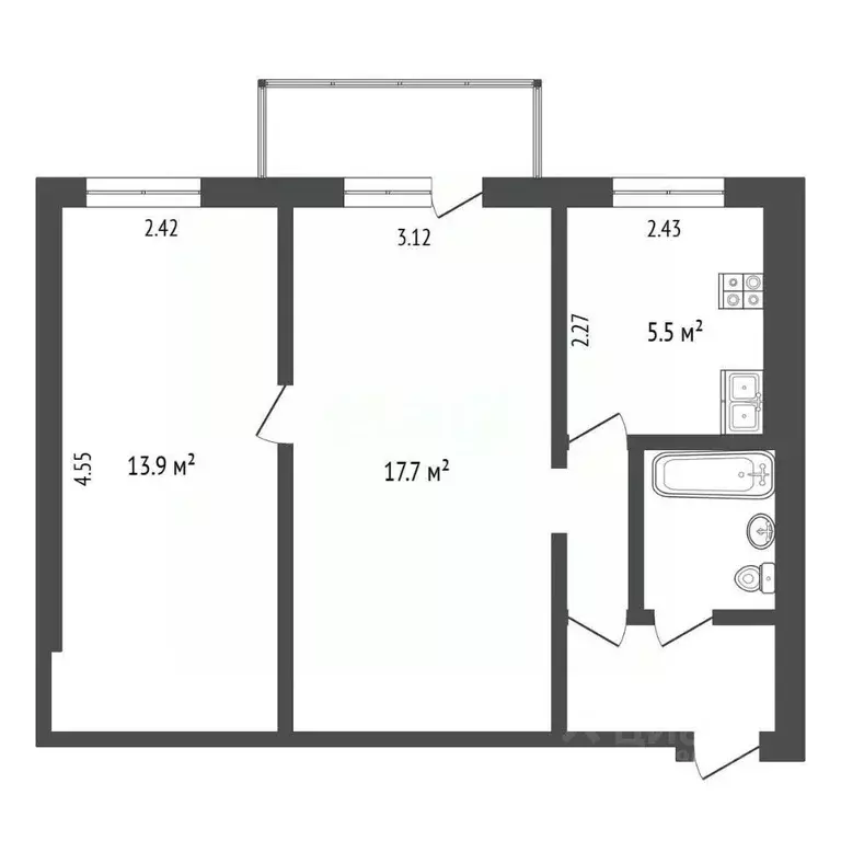 2-к кв. Москва Овчинниковская наб., 22/24С2 (45.6 м) - Фото 1