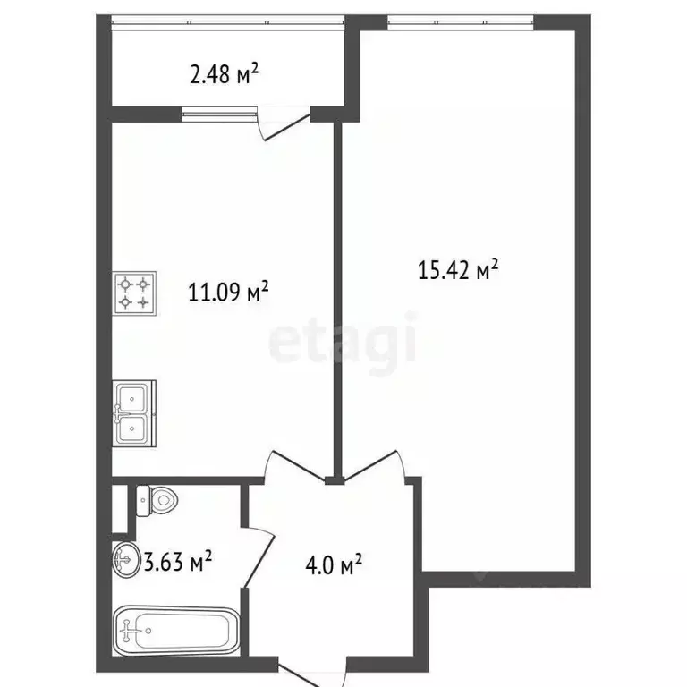 1-к кв. Санкт-Петербург ул. Русановская, 20к1 (33.9 м) - Фото 2