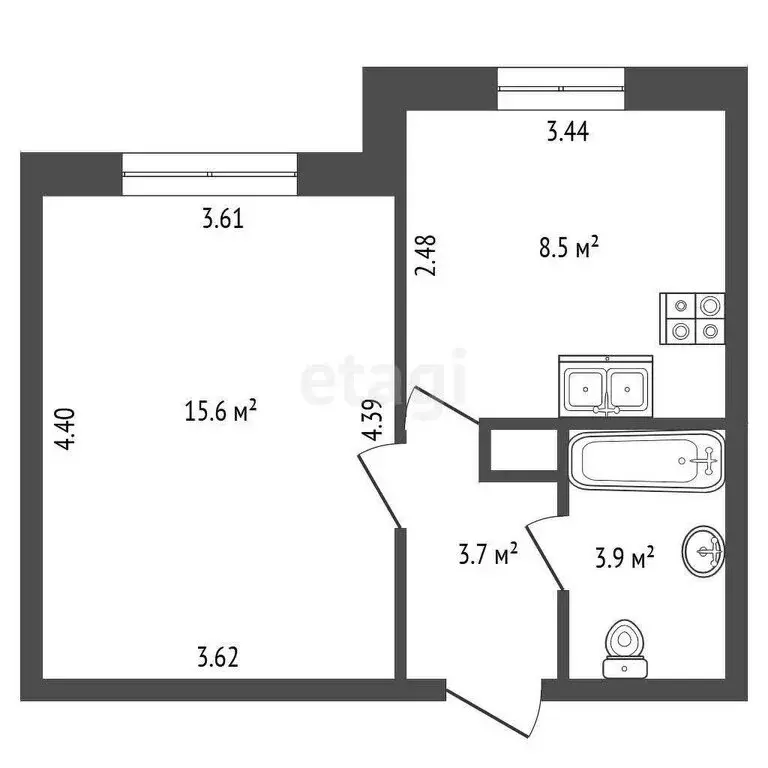 1-комнатная квартира: Кудрово, Ленинградская улица, 3 (32 м) - Фото 0