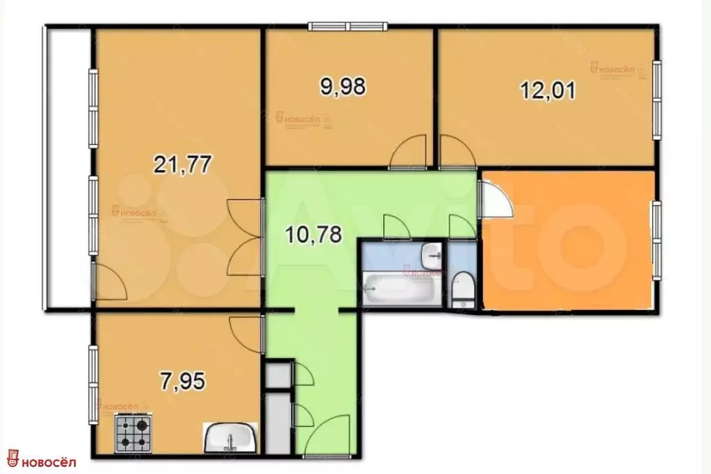 4-к. квартира, 77 м, 8/9 эт. - Фото 0